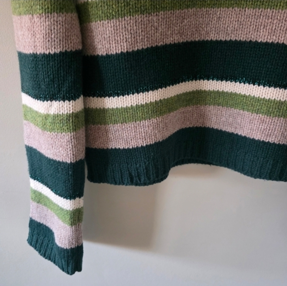 American Eagle M Y2K Preppy Rory Gilmore Striped Lambswool Knit Turtleneck - Picture 8 of 13
